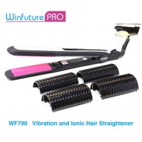 2017 1.25 inch professional vibration ionic nano titanium LCD flat iron hair straightener of adjustable